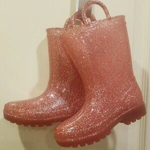 Zoogs Glitter Pink Rain Boots for Toddler Girls Size 10